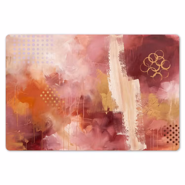 Abstract - Rood - Goud - Modern - Kunst Placemat vinyl groot -zzsfeer1_Kitchenyeah-website