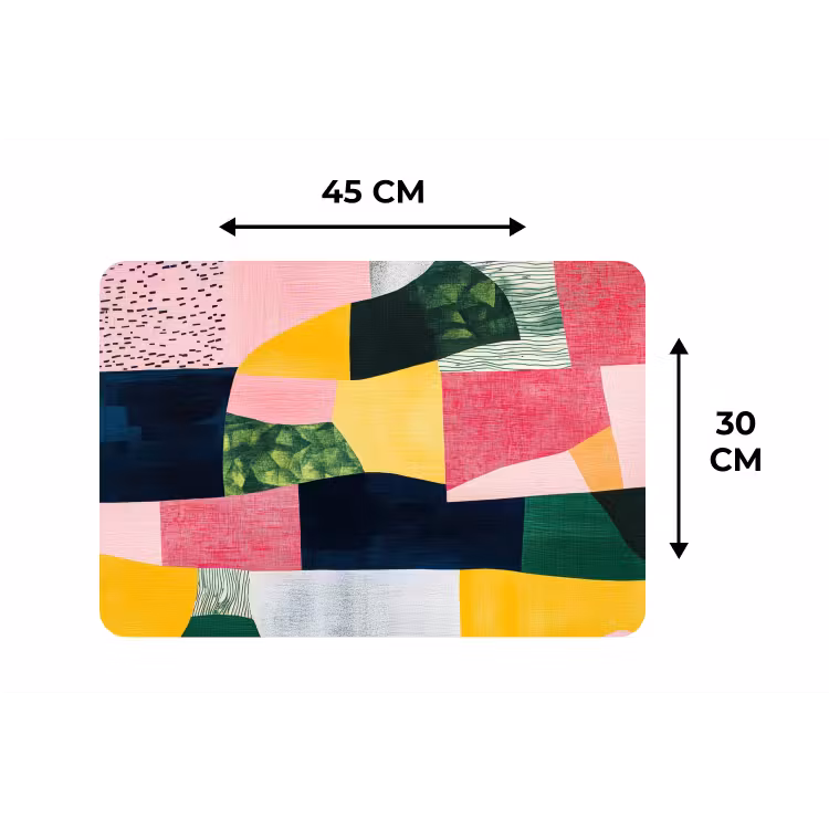 Abstract - Roze - Lappen - Vormen - Geel Placemat vinyl groot -specs