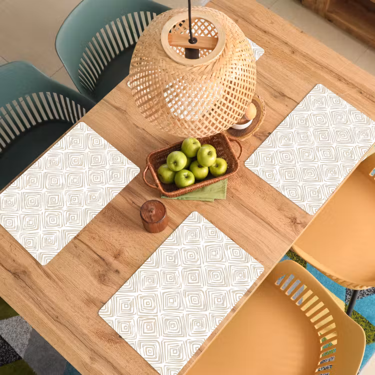 Abstract - Ruit - Beige Placemat vinyl groot 368 -zzsfeer5_Kitchenyeah-website