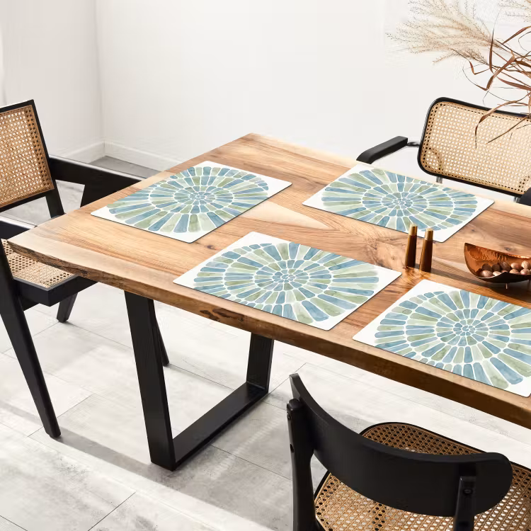 Abstract - Spiraal - Patroon - Modern - Blauw-Groen Placemat vinyl groot -zzsfeer4_Kitchenyeah-website