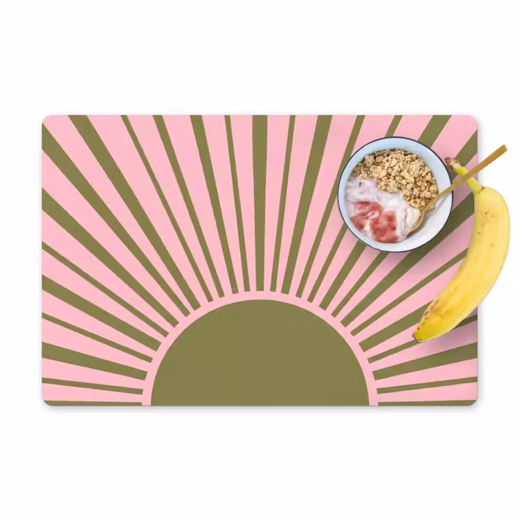 Abstract - Stralen - Grafisch - Roze - Groen Placemat vinyl groot -zzzproduct_Kitchenyeah-website