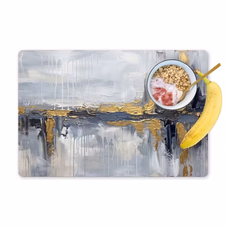 Abstract - Structuur - Goud - Grijs - Modern Placemat vinyl groot -zzzproduct_Kitchenyeah-website