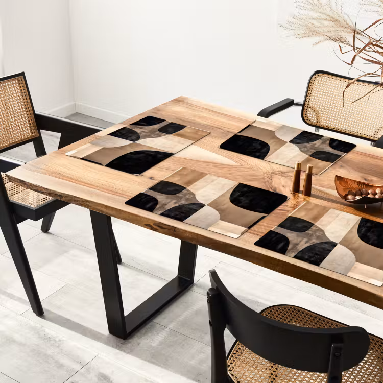 Abstract - Vlakken - Zwart - Rond Placemat vinyl groot -zzsfeer4_Kitchenyeah-website