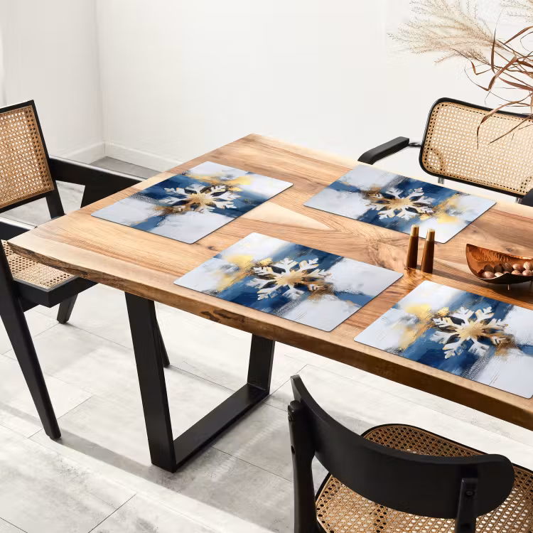 Abstract - Winter - Sneeuwvlok - Sneeuw - Goud Placemat vinyl groot -zzsfeer4_Kitchenyeah-website