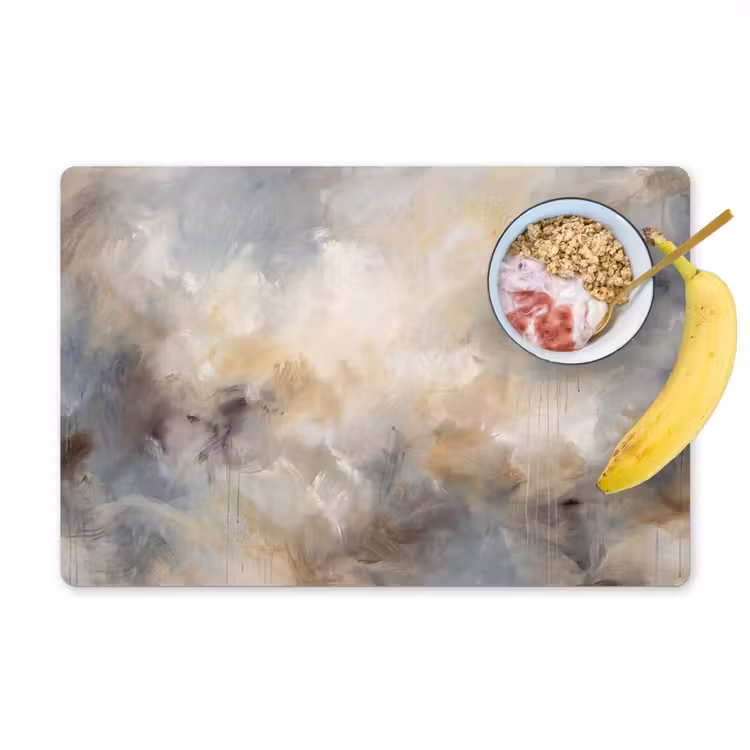 Abstract - Wolken - Sfeervol - Beige - Grijs Placemat vinyl groot -zzzproduct_Kitchenyeah-website