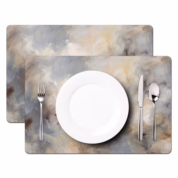 Abstract - Wolken - Sfeervol - Beige - Grijs Placemat vinyl groot -zzsfeer2_Kitchenyeah-website