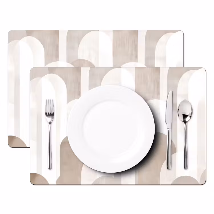 Abstracte bogen - Modern - Beige Placemat vinyl groot -zzsfeer2_Kitchenyeah-website