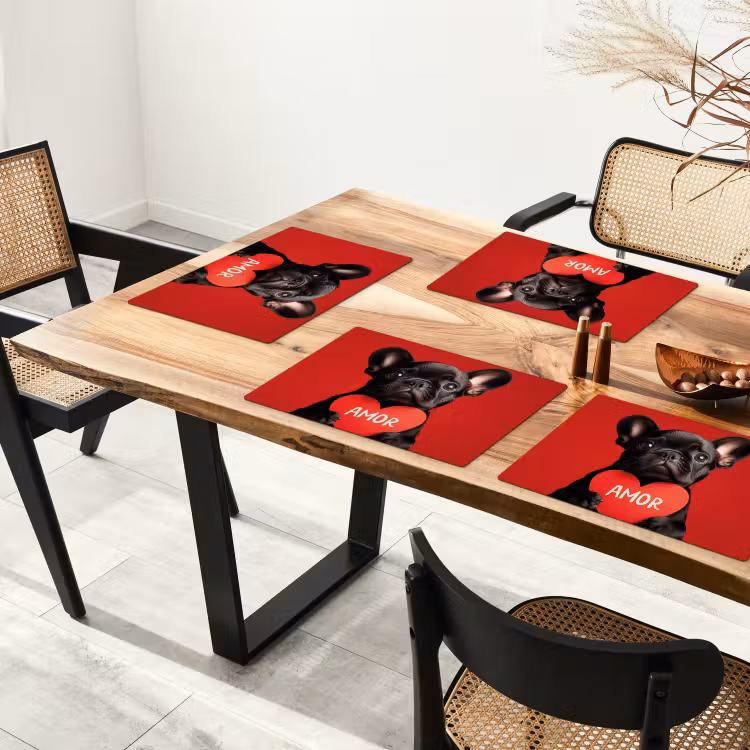 Amor - Hond - Hartje - Rood Placemat vinyl groot -zzsfeer4_Kitchenyeah-website