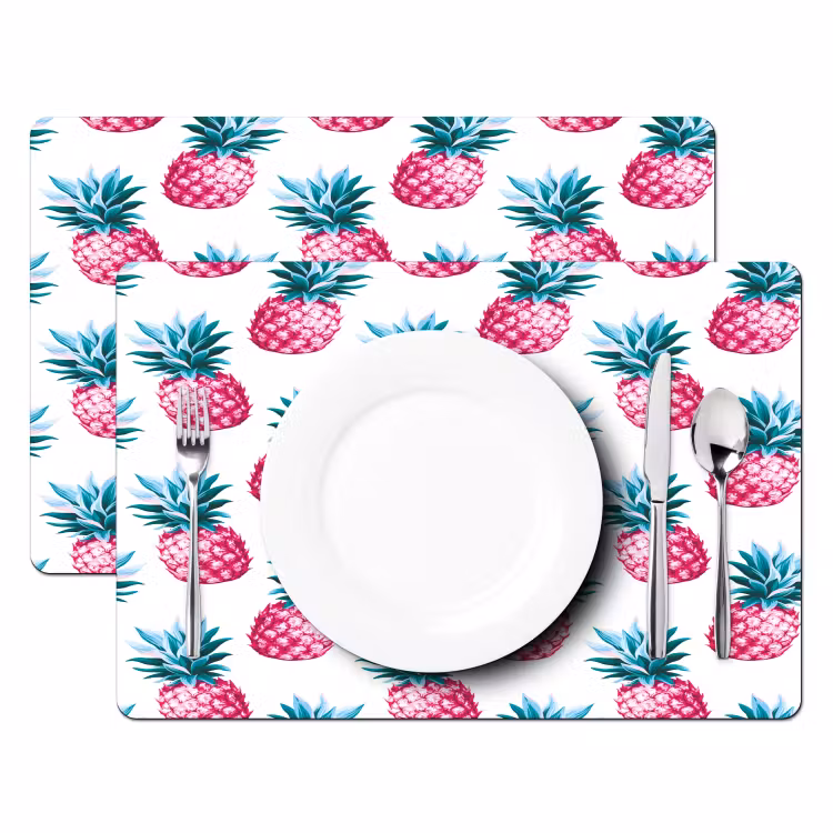 Ananas - Roze - Wit Placemat vinyl groot 368 -zzsfeer2_Kitchenyeah-website
