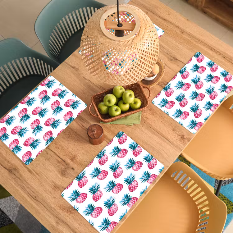 Ananas - Roze - Wit Placemat vinyl groot 368 -zzsfeer5_Kitchenyeah-website