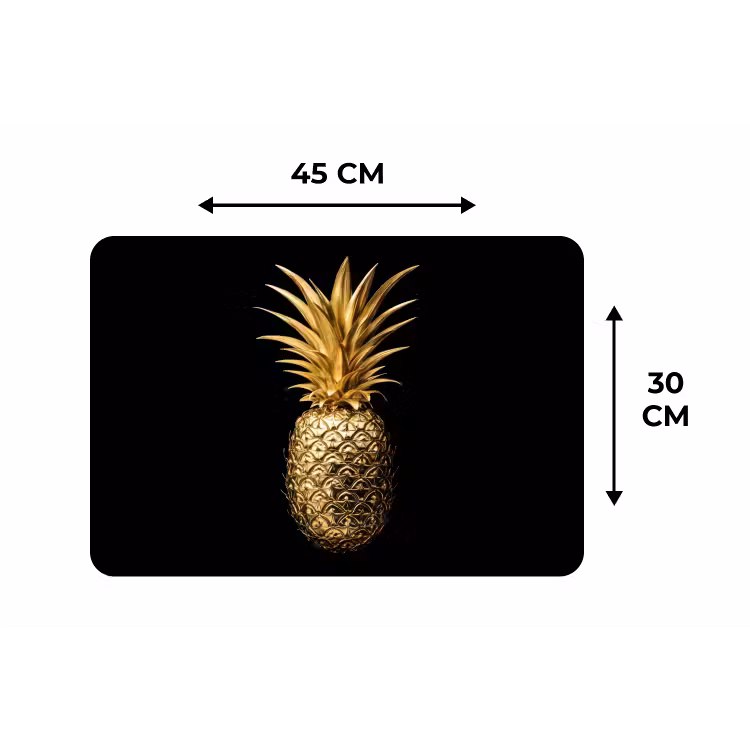 Ananas - Zwart - Goud - Luxe Placemat vinyl groot -specs
