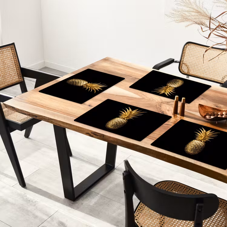 Ananas - Zwart - Goud - Luxe Placemat vinyl groot -zzsfeer4_Kitchenyeah-website