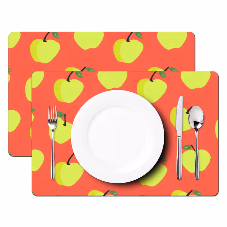 Appels - Modern - Groen Placemat vinyl groot 368 -zzsfeer2_Kitchenyeah-website