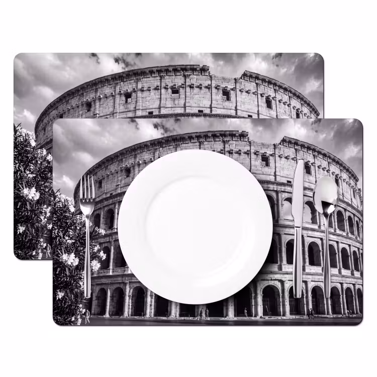 Architectuur - Colosseum - Rome - Historisch - Zwart-wit Placemat vinyl groot -zzsfeer2_Kitchenyeah-website