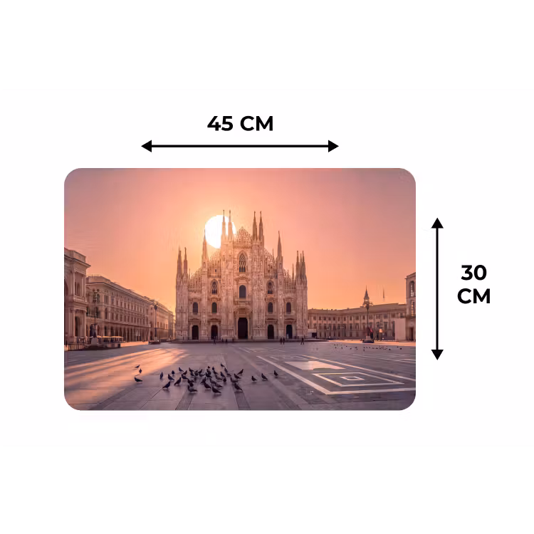 Architectuur - Milaan - Plein - Zonsopgang - Oranje Placemat vinyl groot -specs