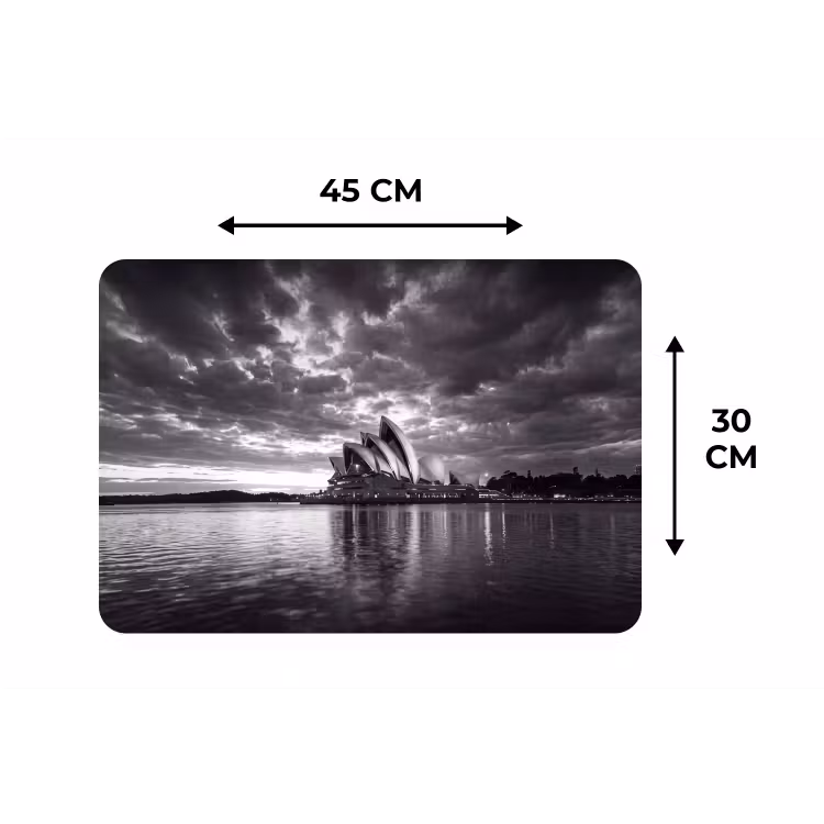 Architectuur - Water - Stad - Modern - Zwart-wit Placemat vinyl groot -specs