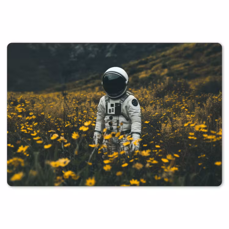 Astronaut - Bloemen - Veld - Geel Placemat vinyl groot -zzsfeer1_Kitchenyeah-website