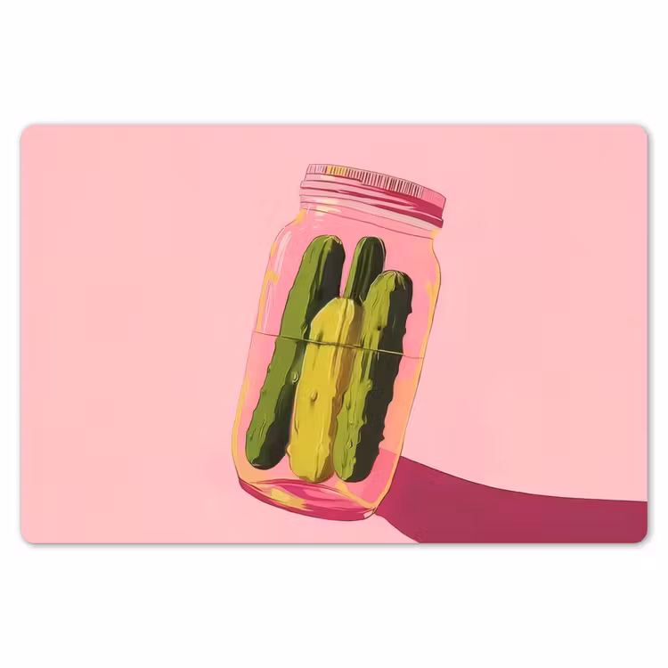 Augurken - Pot - Schaduw - Roze Placemat vinyl groot -zzsfeer1_Kitchenyeah-website