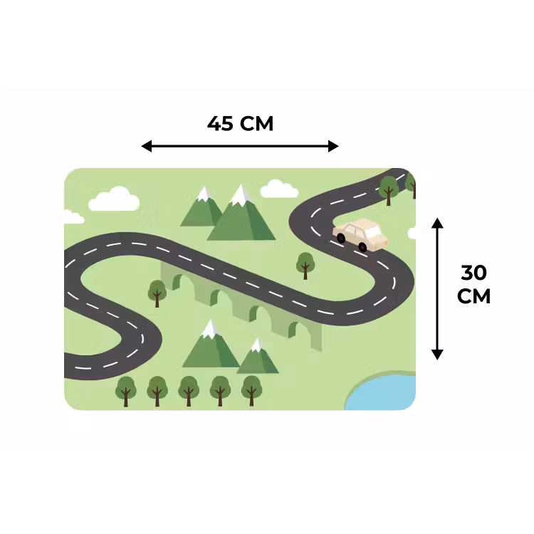 Auto - Bergweg - Natuur - Illustratie Placemat vinyl groot -specs