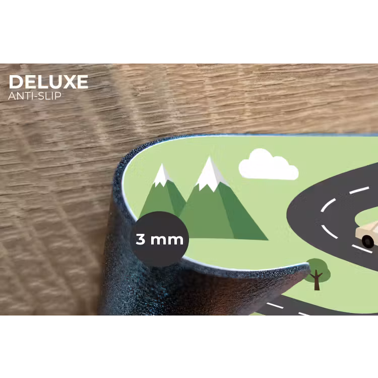 Auto - Bergweg - Natuur - Illustratie Placemat vinyl groot -closeup