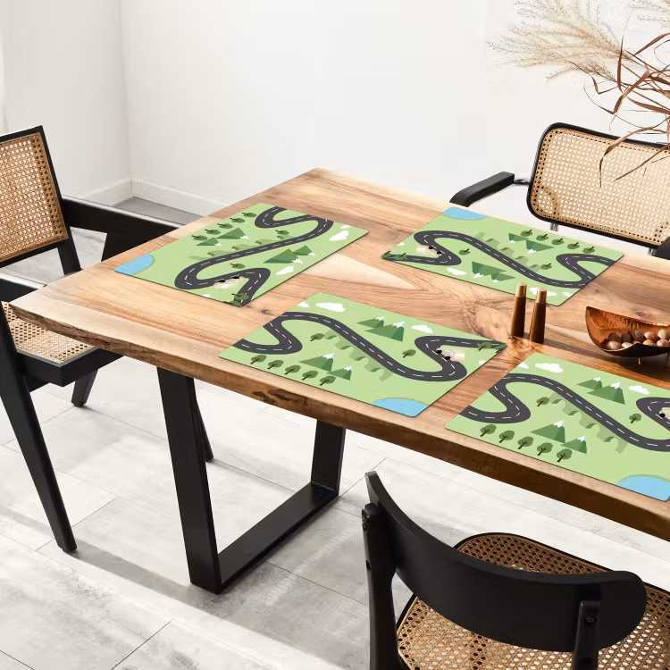 Auto - Bergweg - Natuur - Illustratie Placemat vinyl groot -zzsfeer4_Kitchenyeah-website