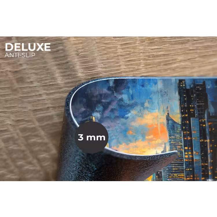 Auto - Skyline - Zon - Blauw Placemat vinyl groot -closeup