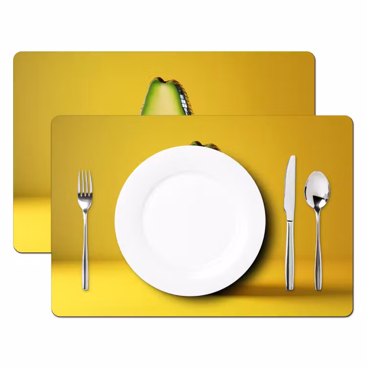 Avocado - Discobal - Geel - Glitter Placemat vinyl groot -zzsfeer2_Kitchenyeah-website