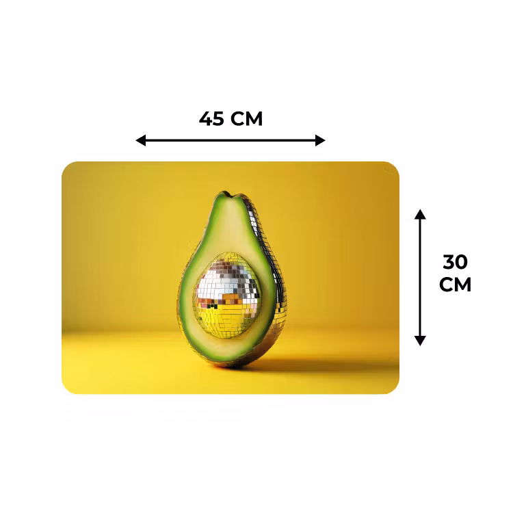 Avocado - Discobal - Geel - Glitter Placemat vinyl groot -specs