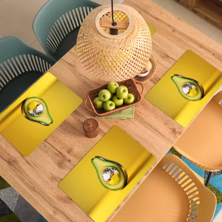 Avocado - Discobal - Geel - Glitter Placemat vinyl groot -zzsfeer5_Kitchenyeah-website