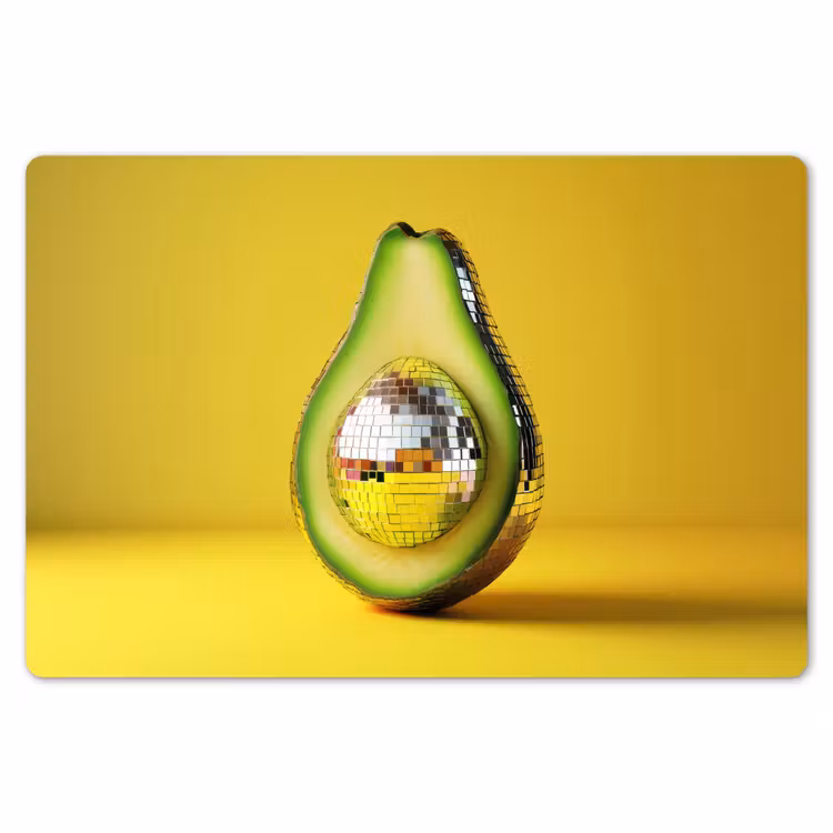 Avocado - Discobal - Geel - Glitter Placemat vinyl groot -zzsfeer1_Kitchenyeah-website