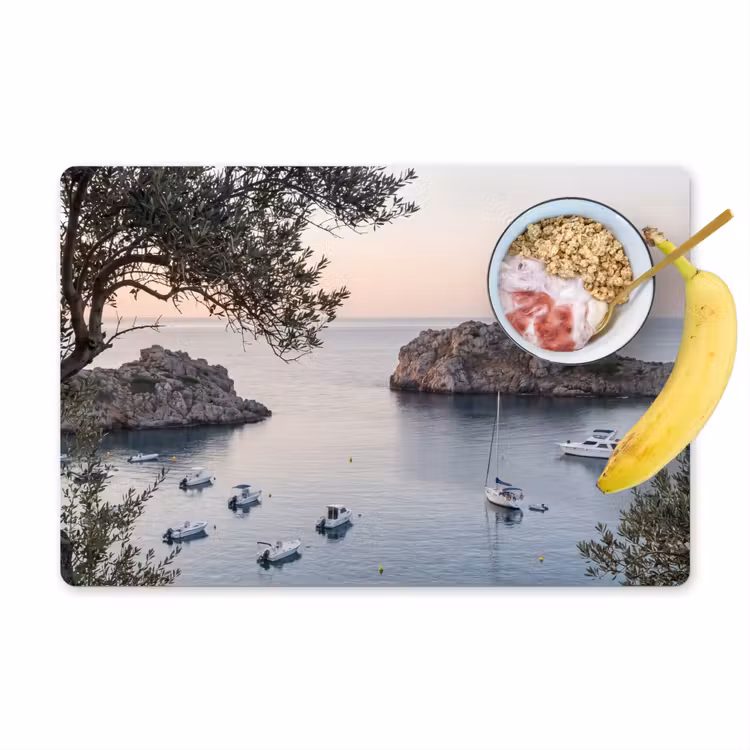 Placemat - 6 stuks - Baai - boten - zonsondergang - Baai - boten - zonsondergang Placemat vinyl groot