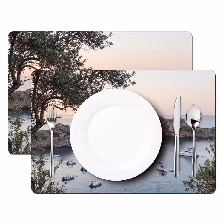 Placemat - 6 stuks - Baai - boten - zonsondergang - Baai - boten - zonsondergang Placemat vinyl groot