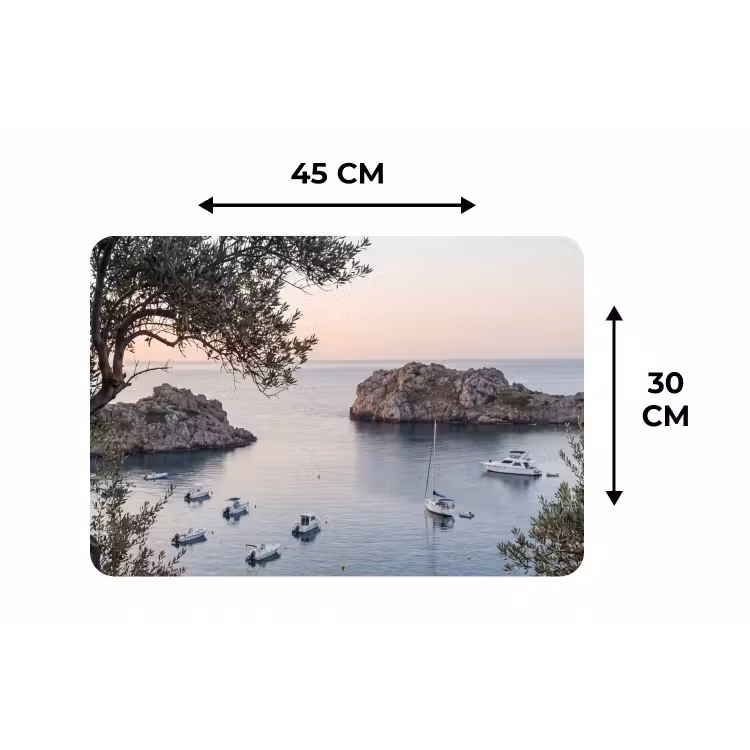 Placemat - 6 stuks - Baai - boten - zonsondergang - Baai - boten - zonsondergang Placemat vinyl groot