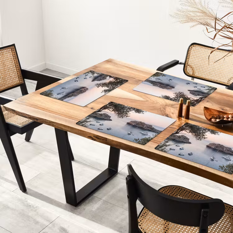 Placemat - 6 stuks - Baai - boten - zonsondergang - Baai - boten - zonsondergang Placemat vinyl groot