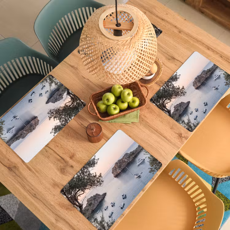 Placemat - 6 stuks - Baai - boten - zonsondergang - Baai - boten - zonsondergang Placemat vinyl groot