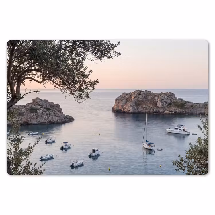 Placemat - 6 stuks - Baai - boten - zonsondergang - Baai - boten - zonsondergang Placemat vinyl groot