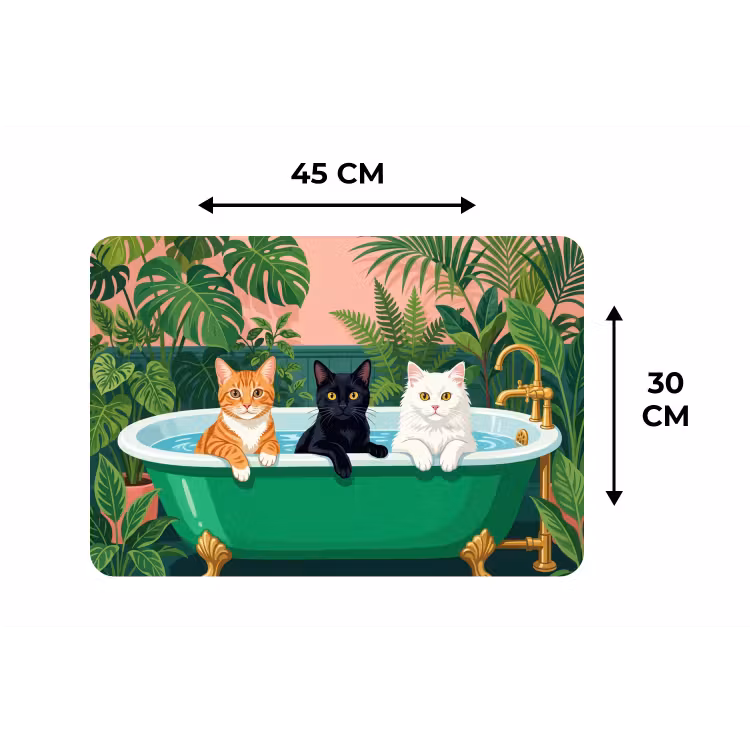 Badkamer - Kattenparade - Kleurrijk Placemat vinyl groot -specs