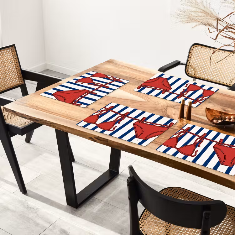 Badkleding - Waslijn - Zomer - Illustratie - Rood Placemat vinyl groot -zzsfeer4_Kitchenyeah-website