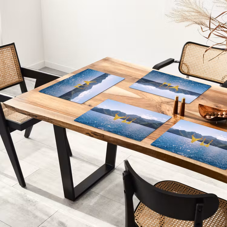 Badmode - Bikini - Zee - Bergen - Geel Placemat vinyl groot -zzsfeer4_Kitchenyeah-website