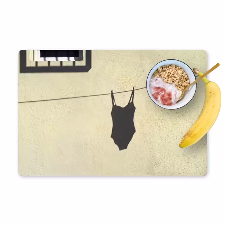 Badpak - Schaduw - Muur - Zomer - Minimalistisch Placemat vinyl groot -zzzproduct_Kitchenyeah-website