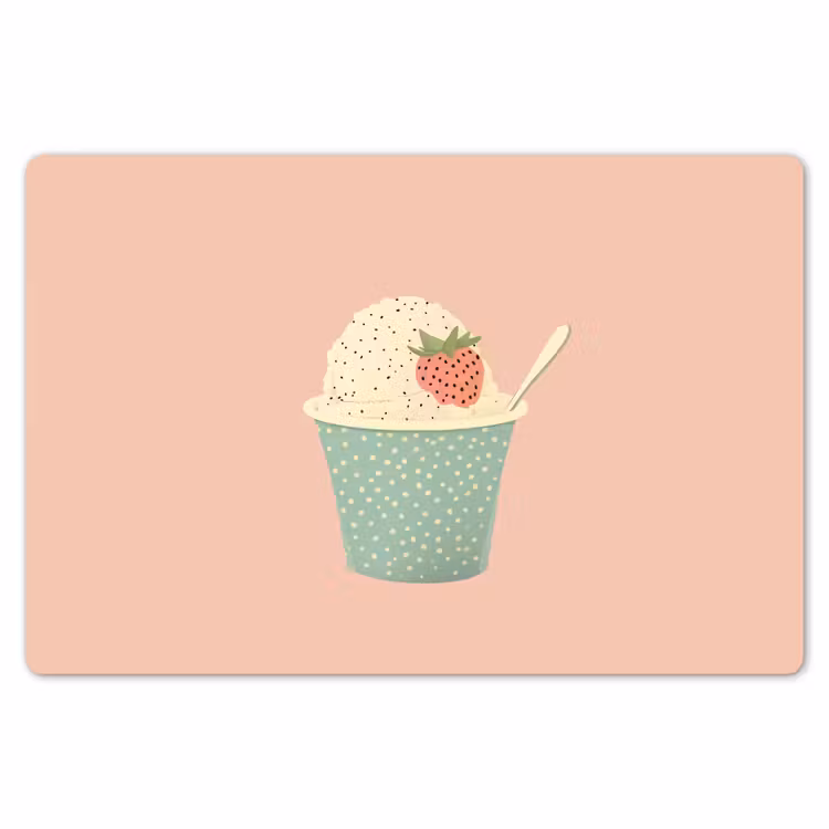 Bakje - Ijs - Aardbei - Roze Placemat vinyl groot -zzsfeer1_Kitchenyeah-website
