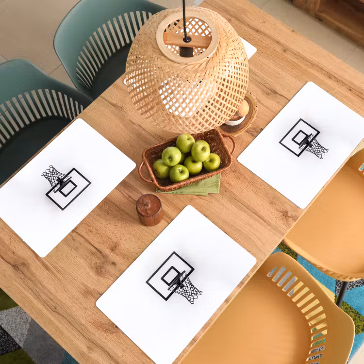 Basketbalbord - Minimalistisch - Zwart Placemat vinyl groot -zzsfeer5_Kitchenyeah-website