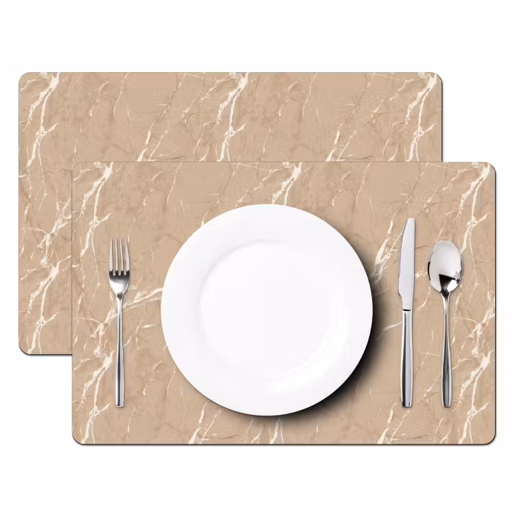 Beige - Marmer - Organisch - Wit Placemat vinyl groot 368 -zzsfeer2_Kitchenyeah-website