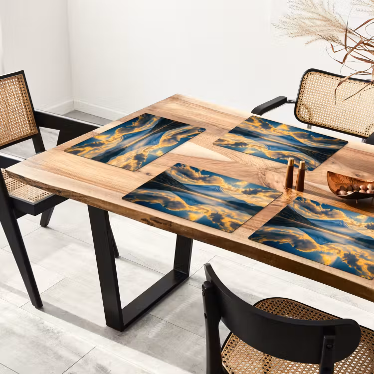 Berg - Rivier - Zonsondergang Placemat vinyl groot -zzsfeer4_Kitchenyeah-website