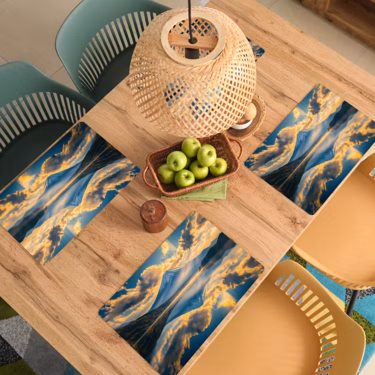 Berg - Rivier - Zonsondergang Placemat vinyl groot -zzsfeer5_Kitchenyeah-website