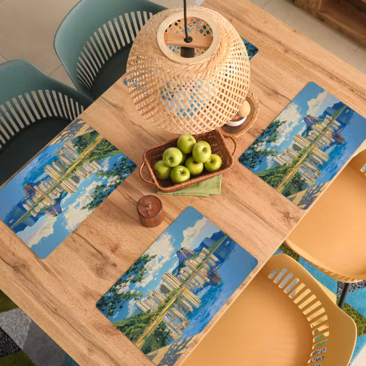 Berg - Skyline - Strand - Water Placemat vinyl groot -zzsfeer5_Kitchenyeah-website