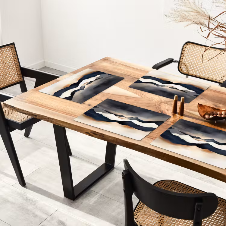 Bergen - Donkerblauw - Landschap Placemat vinyl groot -zzsfeer4_Kitchenyeah-website