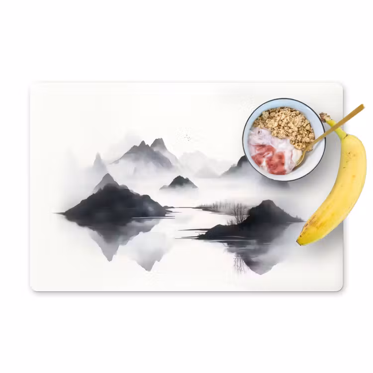 Bergen - Mistig - Water - Wit Placemat vinyl groot -zzzproduct_Kitchenyeah-website