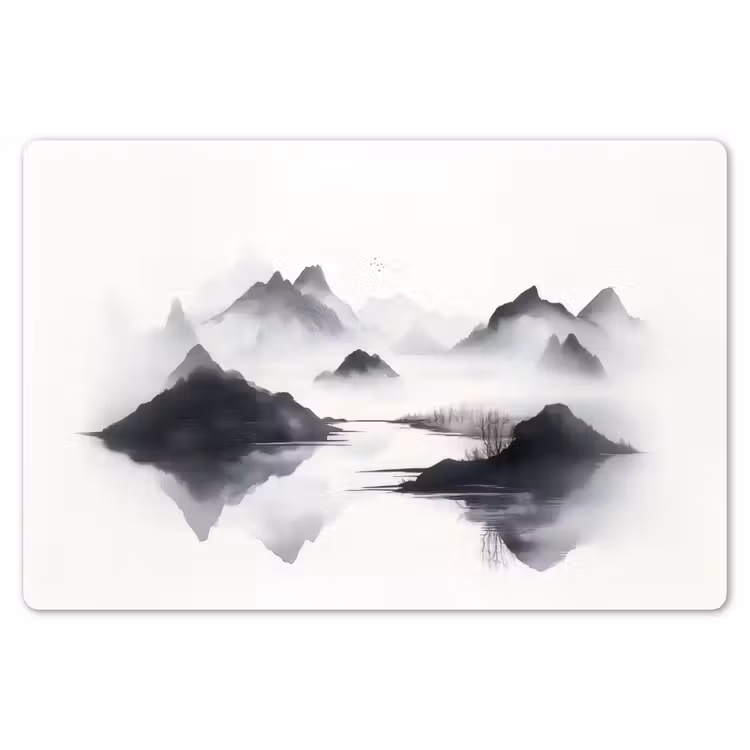 Bergen - Mistig - Water - Wit Placemat vinyl groot -zzsfeer1_Kitchenyeah-website