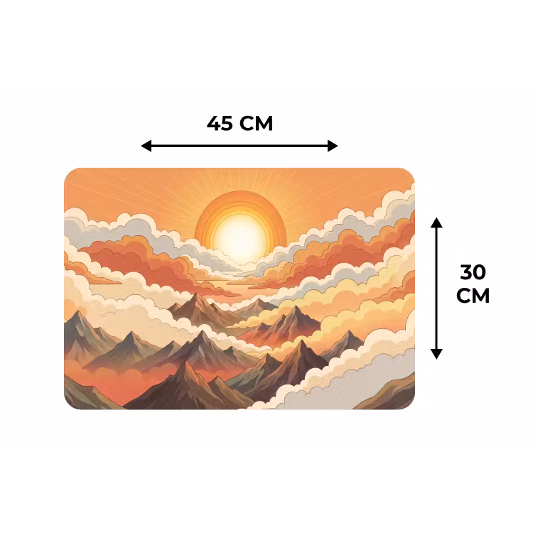 Bergen - Wolken - Natuur - Zonsopgang - Oranje Placemat vinyl groot -specs